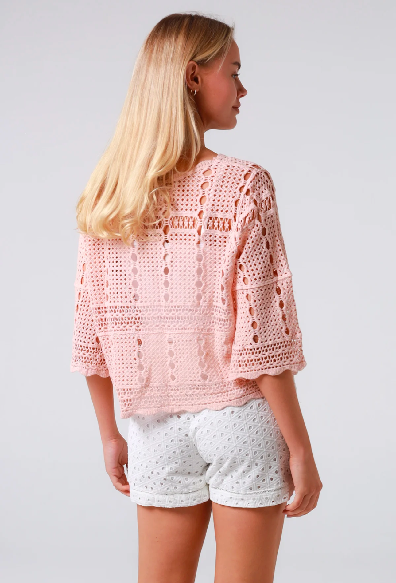 Cropped Crochet Top Pink