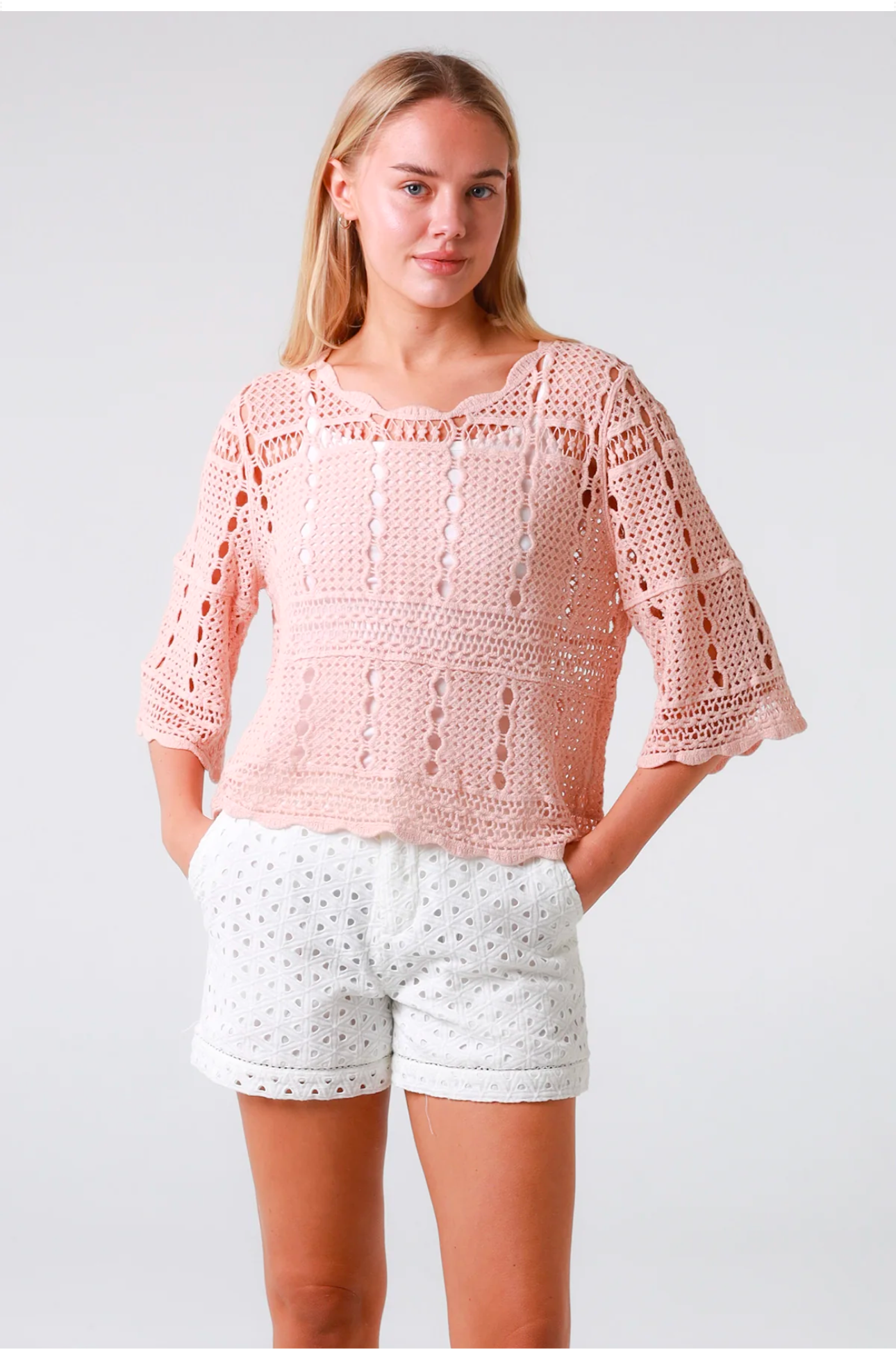 Cropped Crochet Top Pink