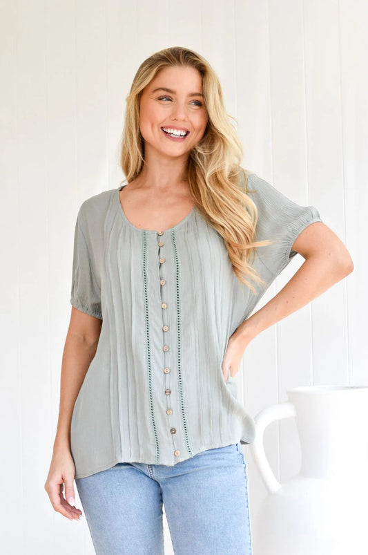 Sage Button Front Top