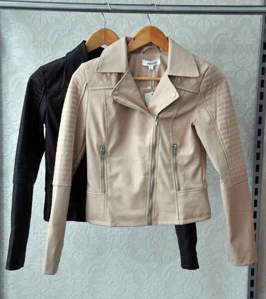 Neutral Chic Leather Jacket